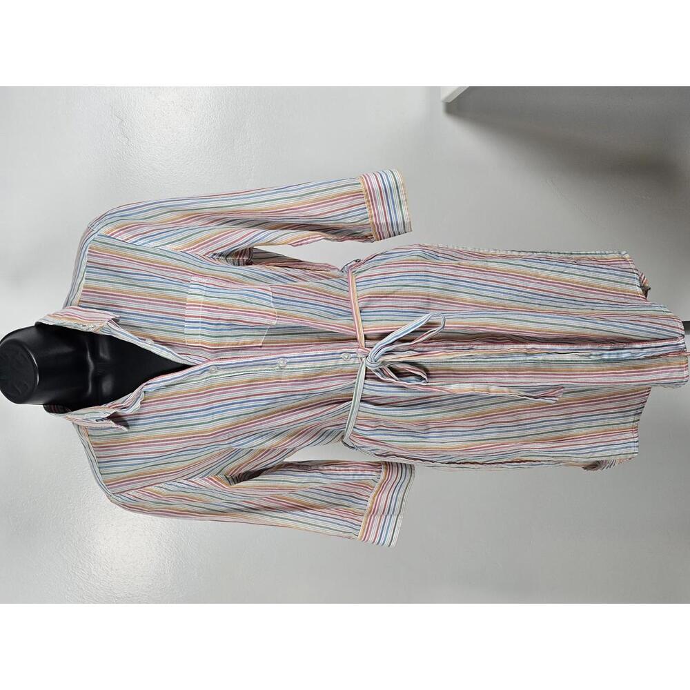 Steven Alan  All Cotton Casual Multi-Color Striped Shirt Dress with Belt Sz M
